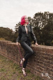 Mistress in Leather with Pink Crop